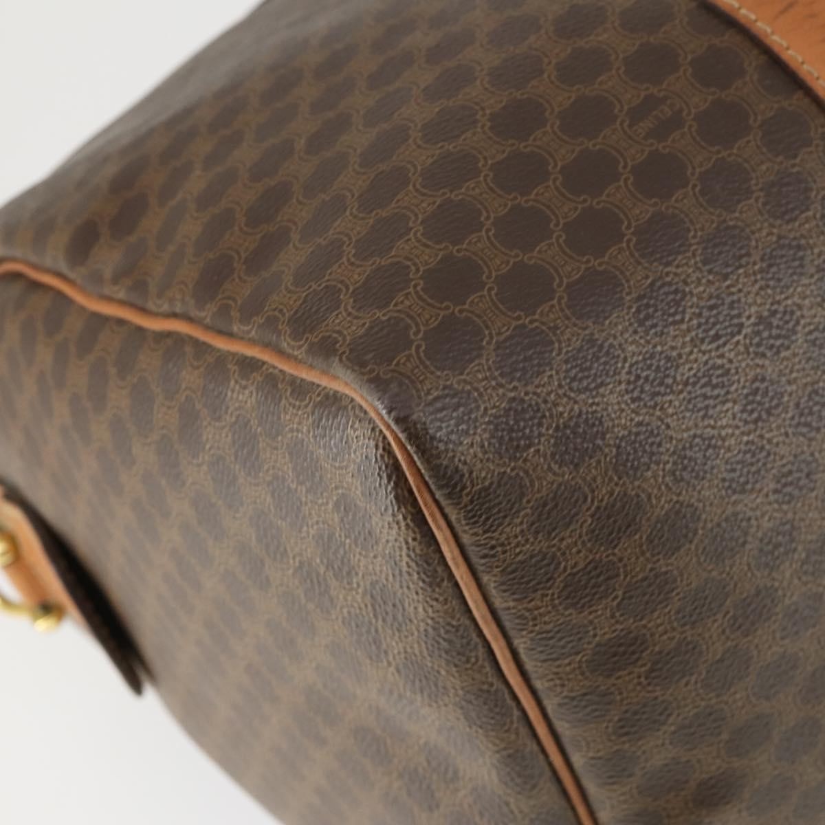 Celine Vintage Macadam Boston Canvas And Leather Brown Pvc Travel Bag Bag (Pre-Owned)