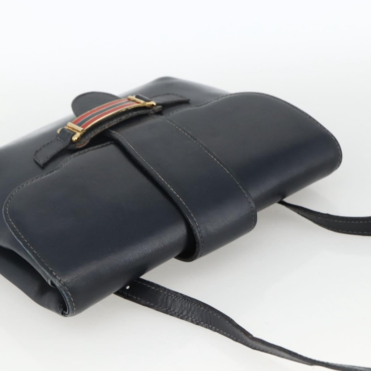 Gucci Vintage Leather Navy Leather Shoulder Bag Bag (Pre-Owned)