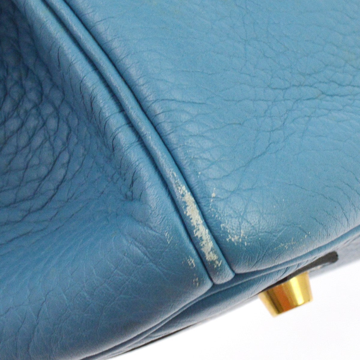 Hermes Birkin Blue Clemence With Gold Hardware Blue Leather Handbag (Pre-Owned)