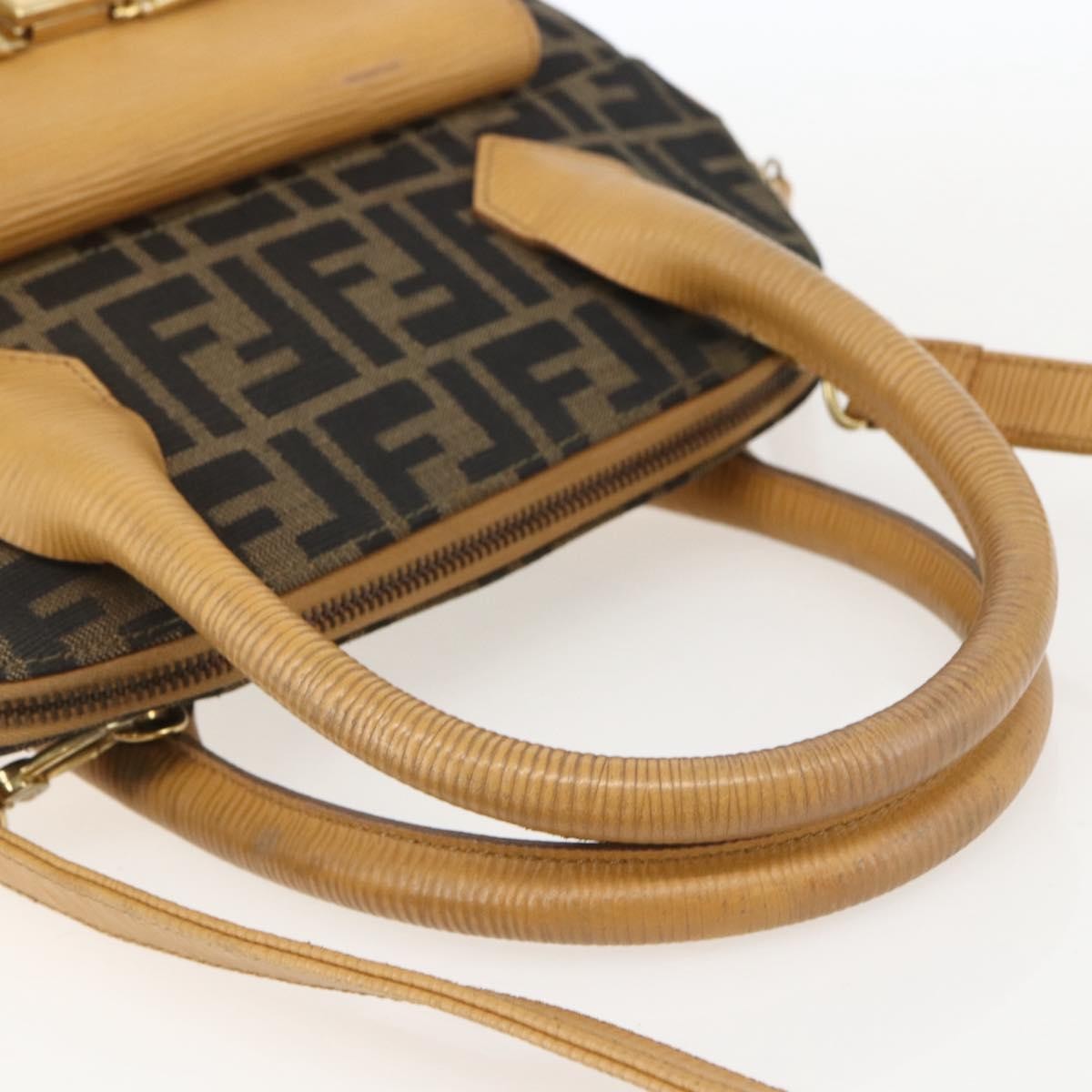 Fendi Vintage Zucca Zucca Brown Canvas Handbag (Pre-Owned)