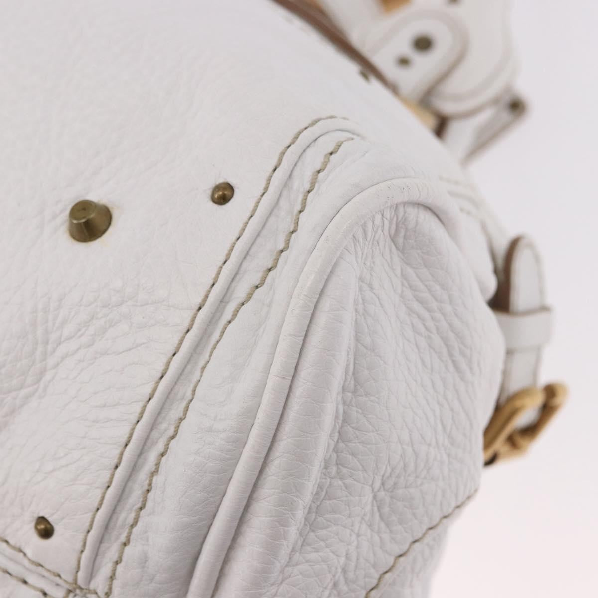 Chloe Paddington Lock Leather White Leather Handbag (Pre-Owned)