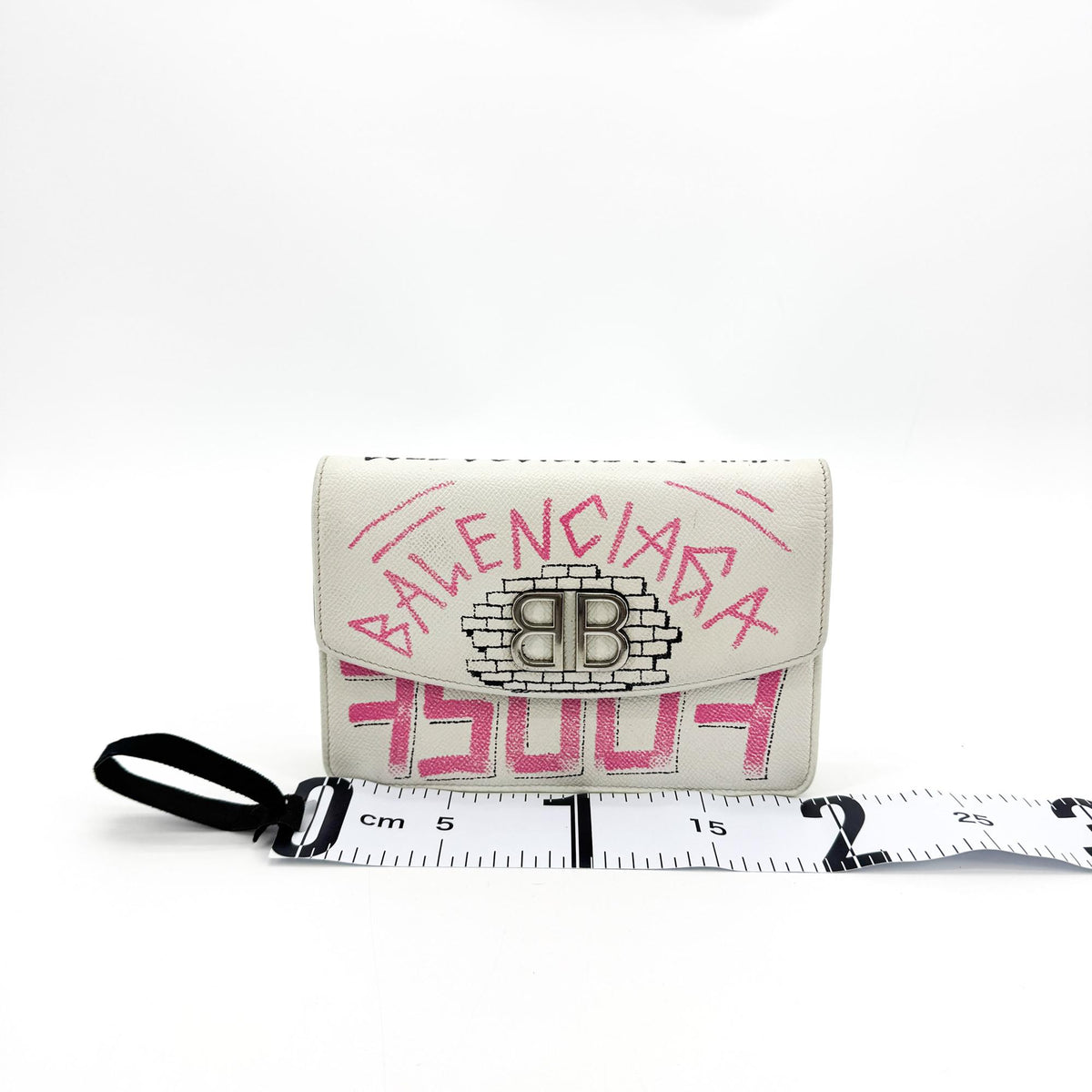 Balenciaga Bb Graffiti Chain Leather White Leather Crossbody Bag Bag (Pre-Owned)