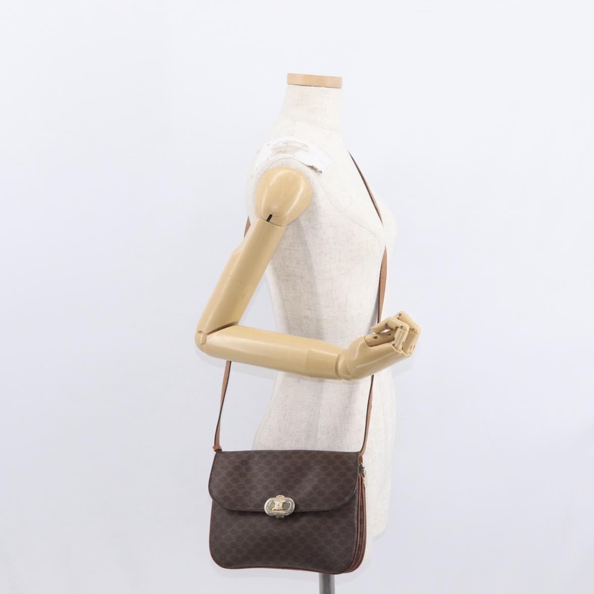 Celine Vintage Macadam Canvas Brown Canvas Shoulder Bag Bag (Pre-Owned)