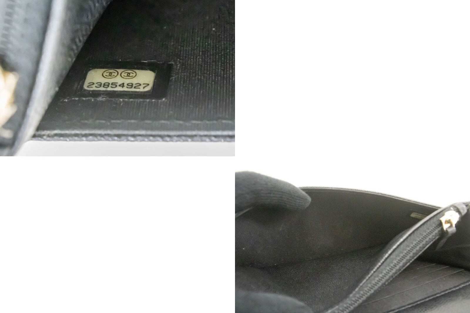 Chanel Boy Wallet On Chain Quilted Caviar Black Calfskin Wallets Accessory (Pre-Owned)