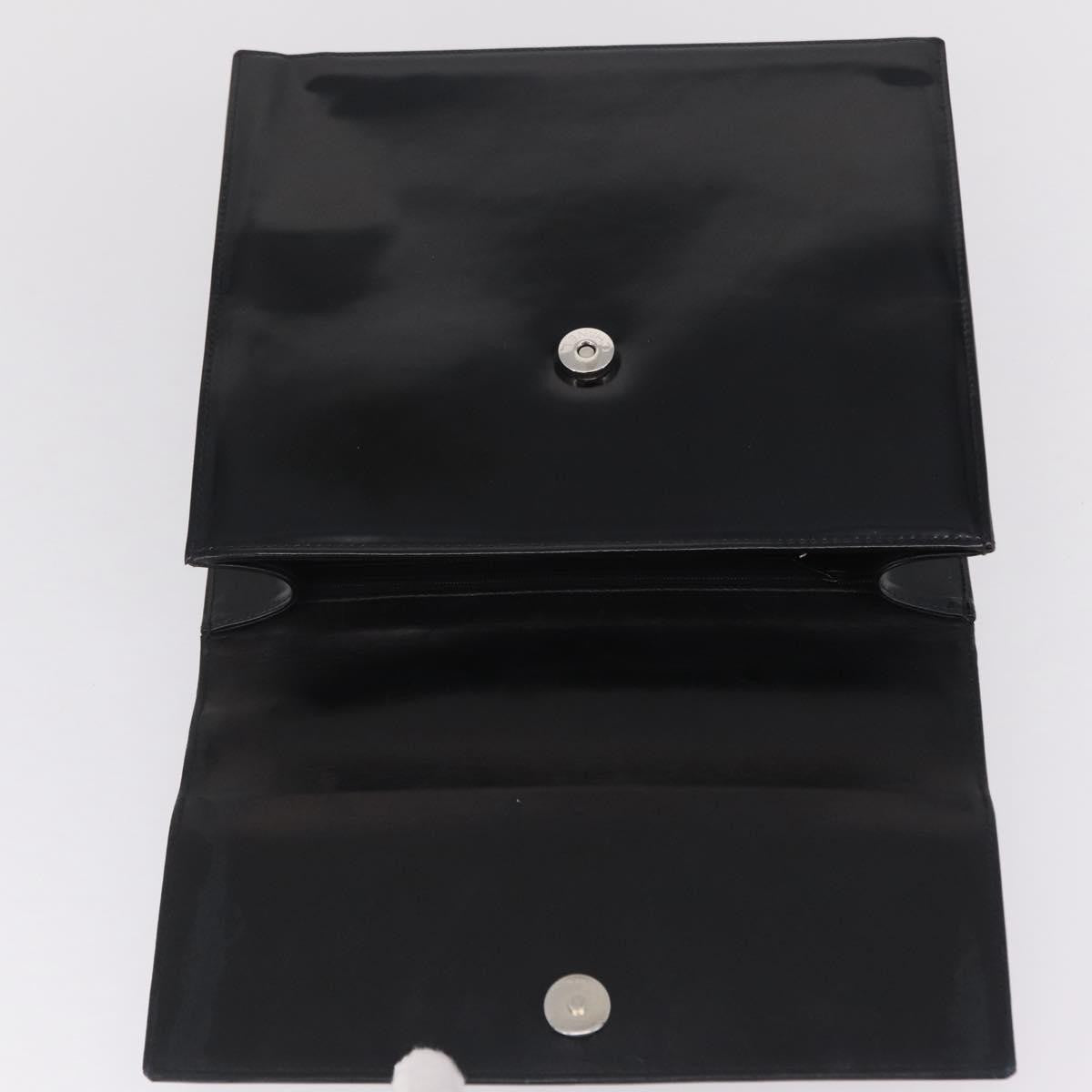 Chanel Vintage Cc Box Flap Leather Black Patent_Leather Handbag (Pre-Owned)