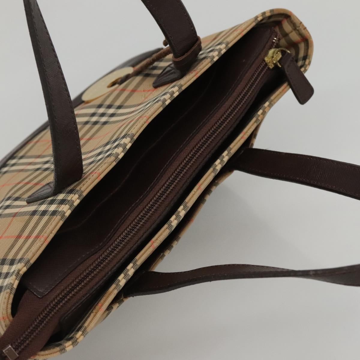 Burberry Nova Check Tote Canvas Check Pattern Beige Canvas Handbag (Pre-Owned)
