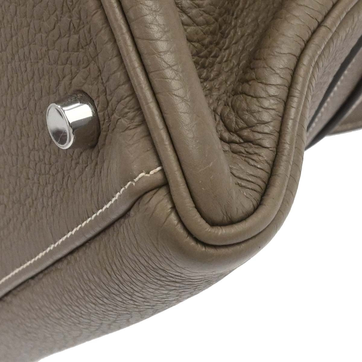 Hermes Shoulder Kelly Clemence Gray Leather Handbag (Pre-Owned)