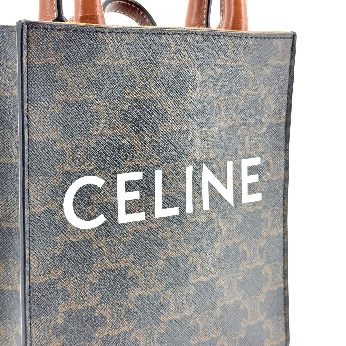 Celine Vertical Cabas Triomphe Coated Canvas Brown Canvas Tote Bag Bag (Pre-Owned)