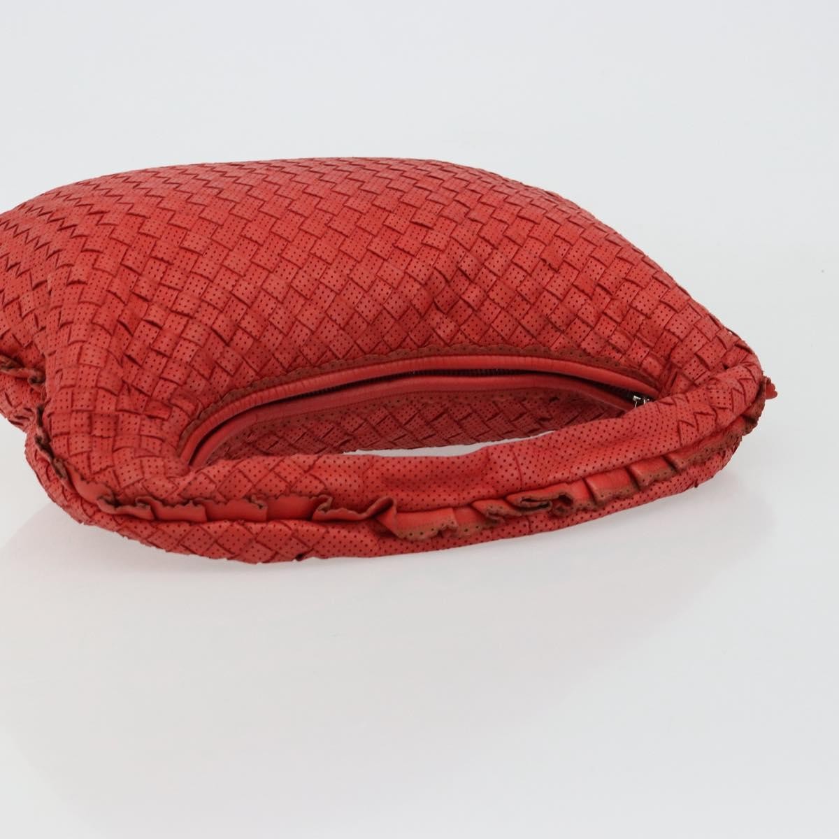 Bottega Veneta Intrecciato Shoulder Leather Red Leather Shoulder Bag Bag (Pre-Owned)