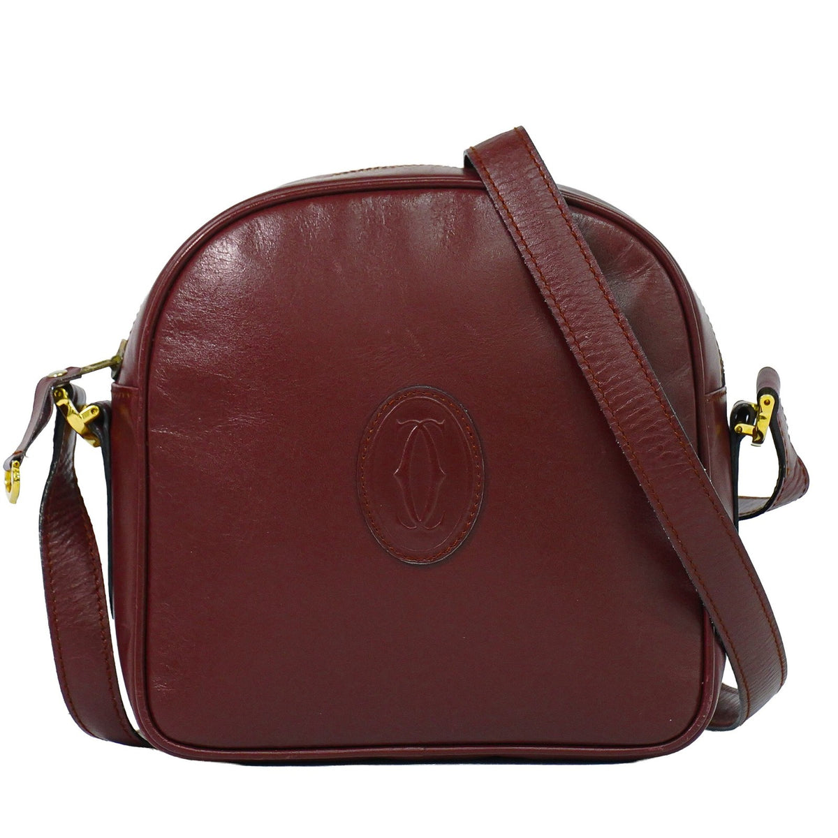 Cartier Must De Cartier Leather Burgundy Leather Shoulder Bag Bag (Pre-Owned)