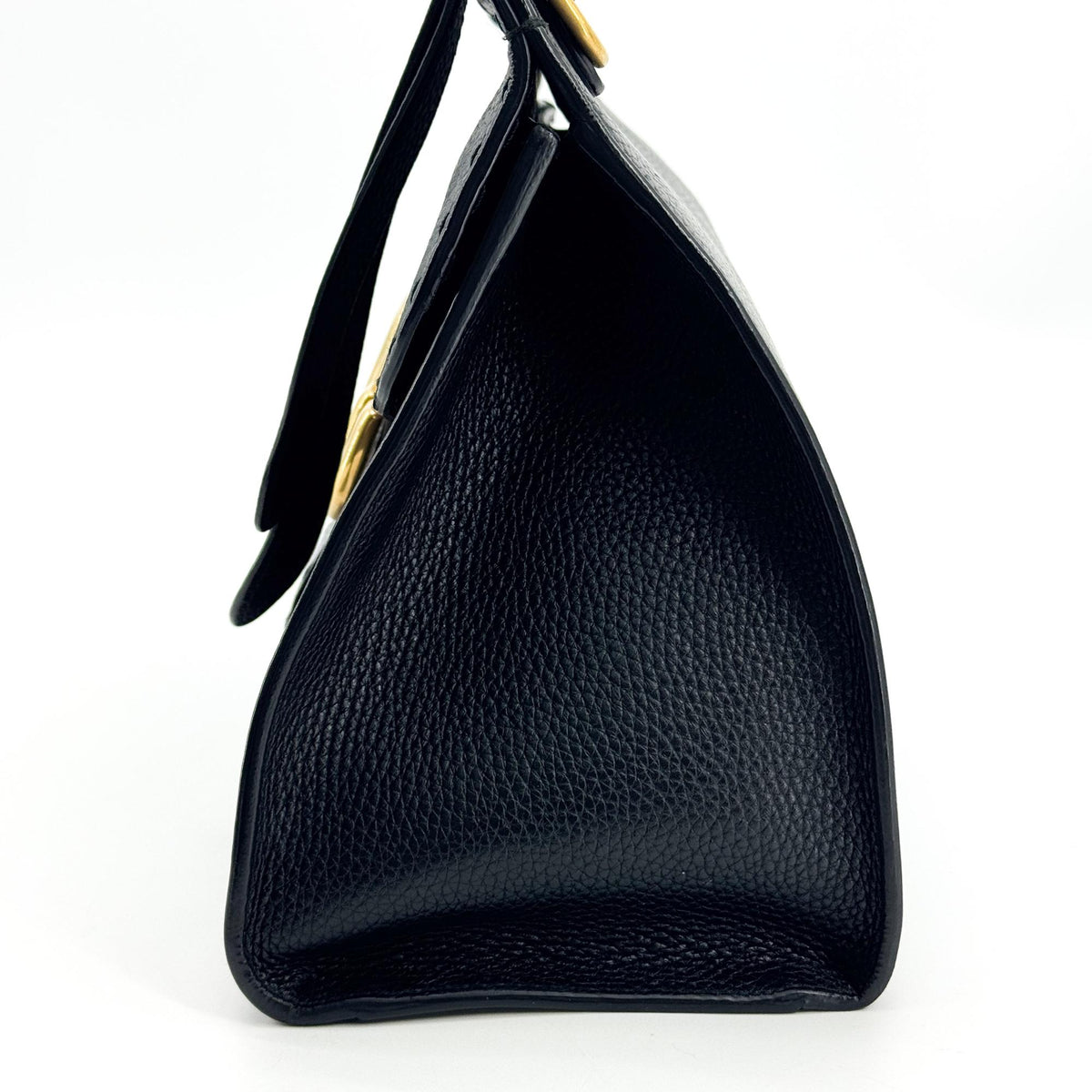 Gucci Gg Marmont Top Handle Leather Black Leather Handbag (Pre-Owned)