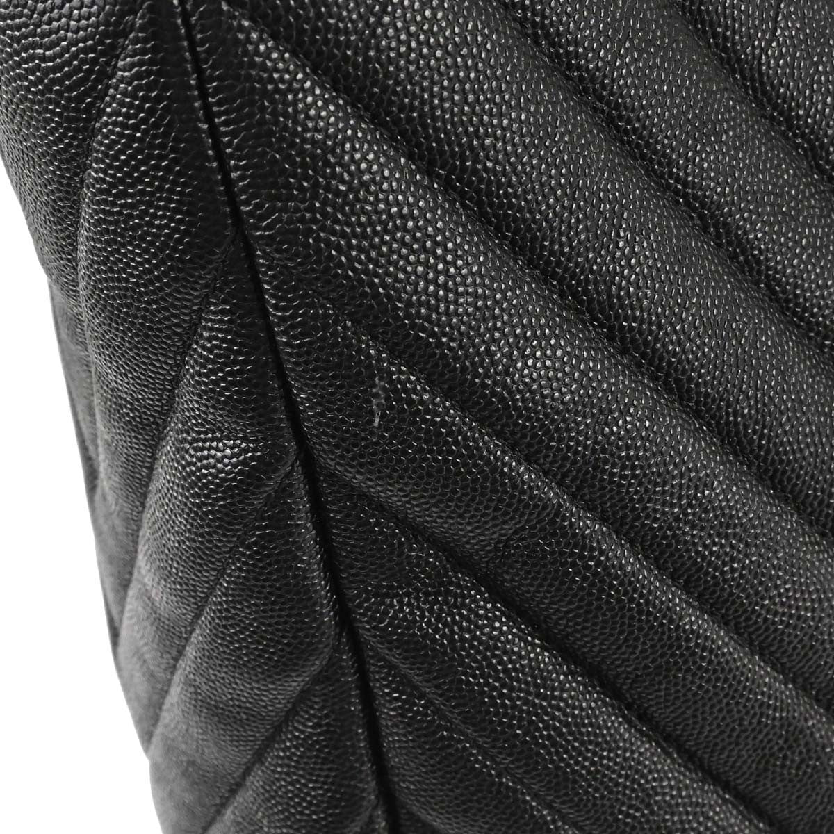 Chanel Shopping Quilted Knit Pluto Glitter Black Calfskin Handbag (Pre-Owned)