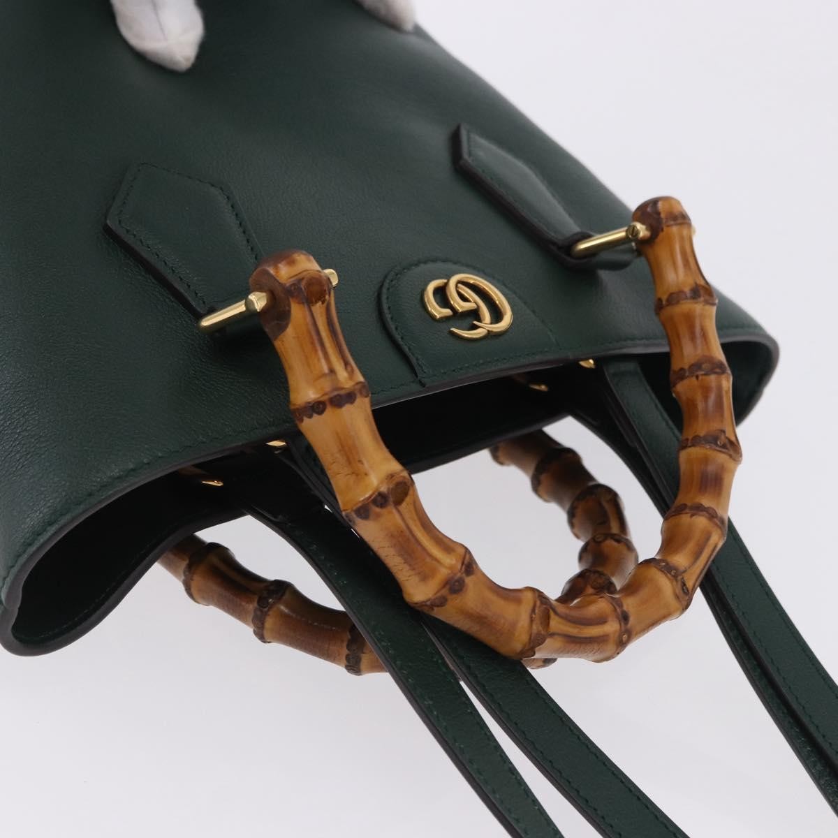 Gucci Diana Bamboo Handle Round Tote Leather Green Leather Tote Bag Bag (Pre-Owned)