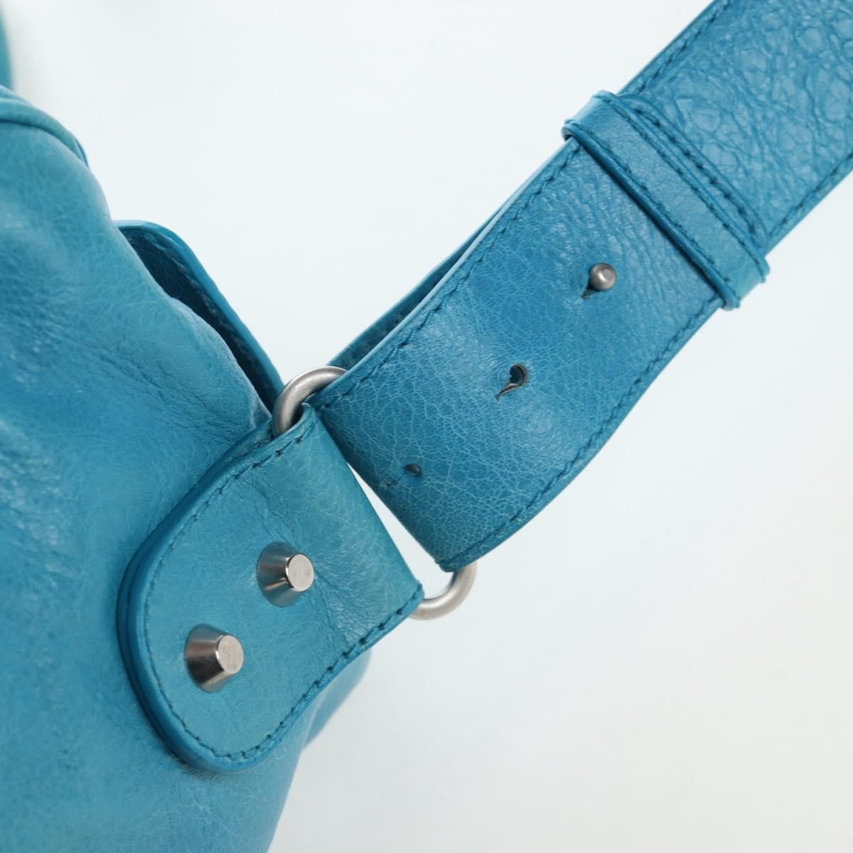 Balenciaga Squash Duffle Leather Blue Leather Handbag (Pre-Owned)