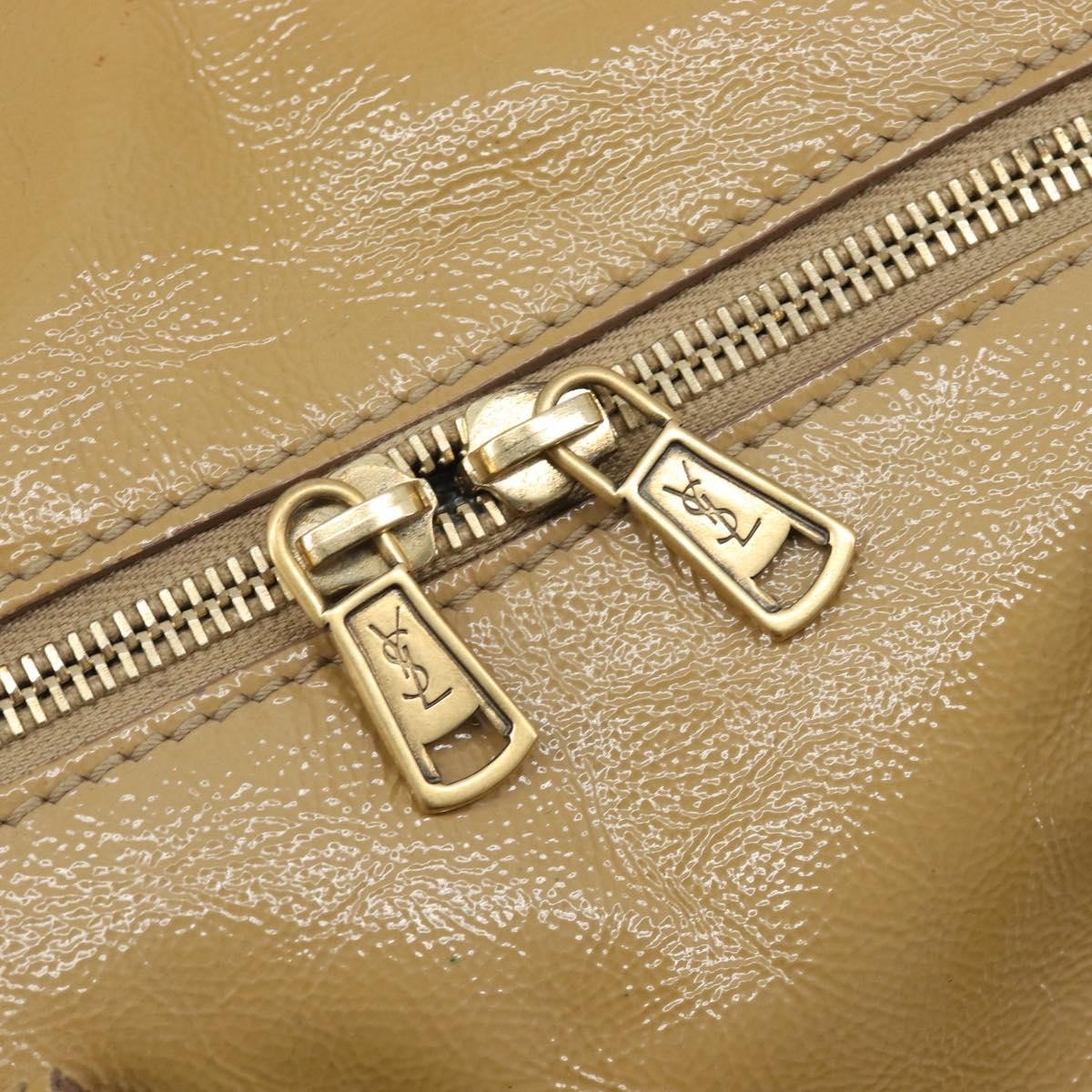 Saint Laurent Easy Y Satchel Patent Beige Patent_Leather Handbag (Pre-Owned)