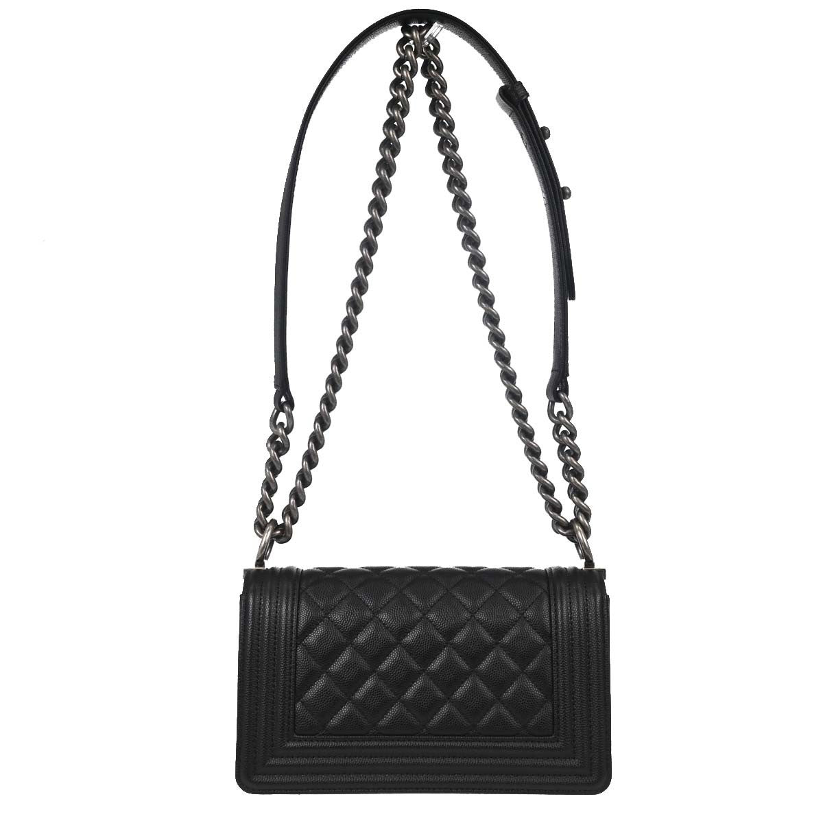 Chanel So Black Boy Flap Quilted Caviar Black Calfskin Handbag (Pre-Owned)