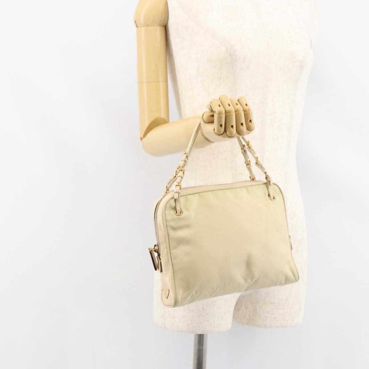 Prada Vintage Tessuto Beige Nylon Handbag (Pre-Owned)