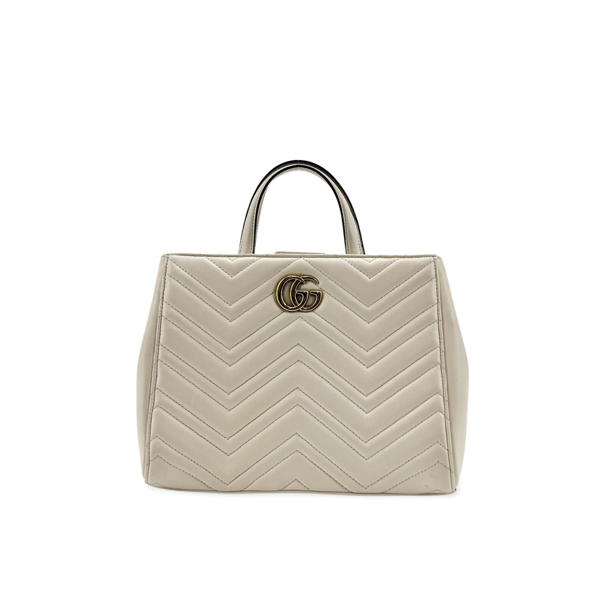 Gucci Gg Marmont Matelasse Leather Beige Calfskin Tote Bag Bag (Pre-Owned)