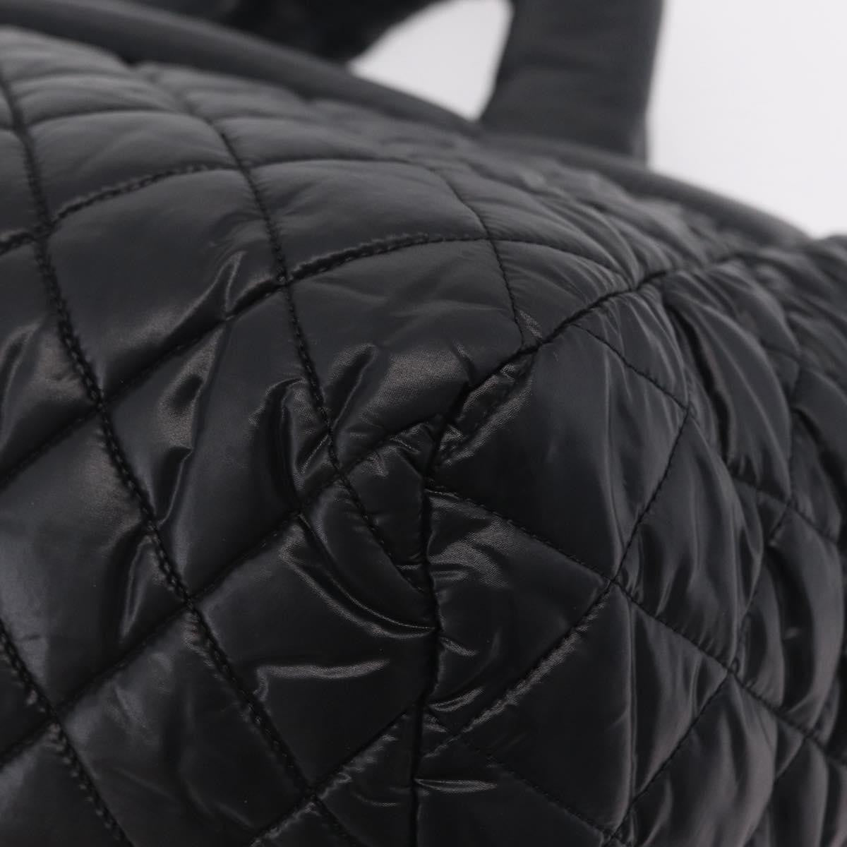 Chanel Coco Cocoon Bowling Quilted Nylon Black Nylon Handbag (Pre-Owned)