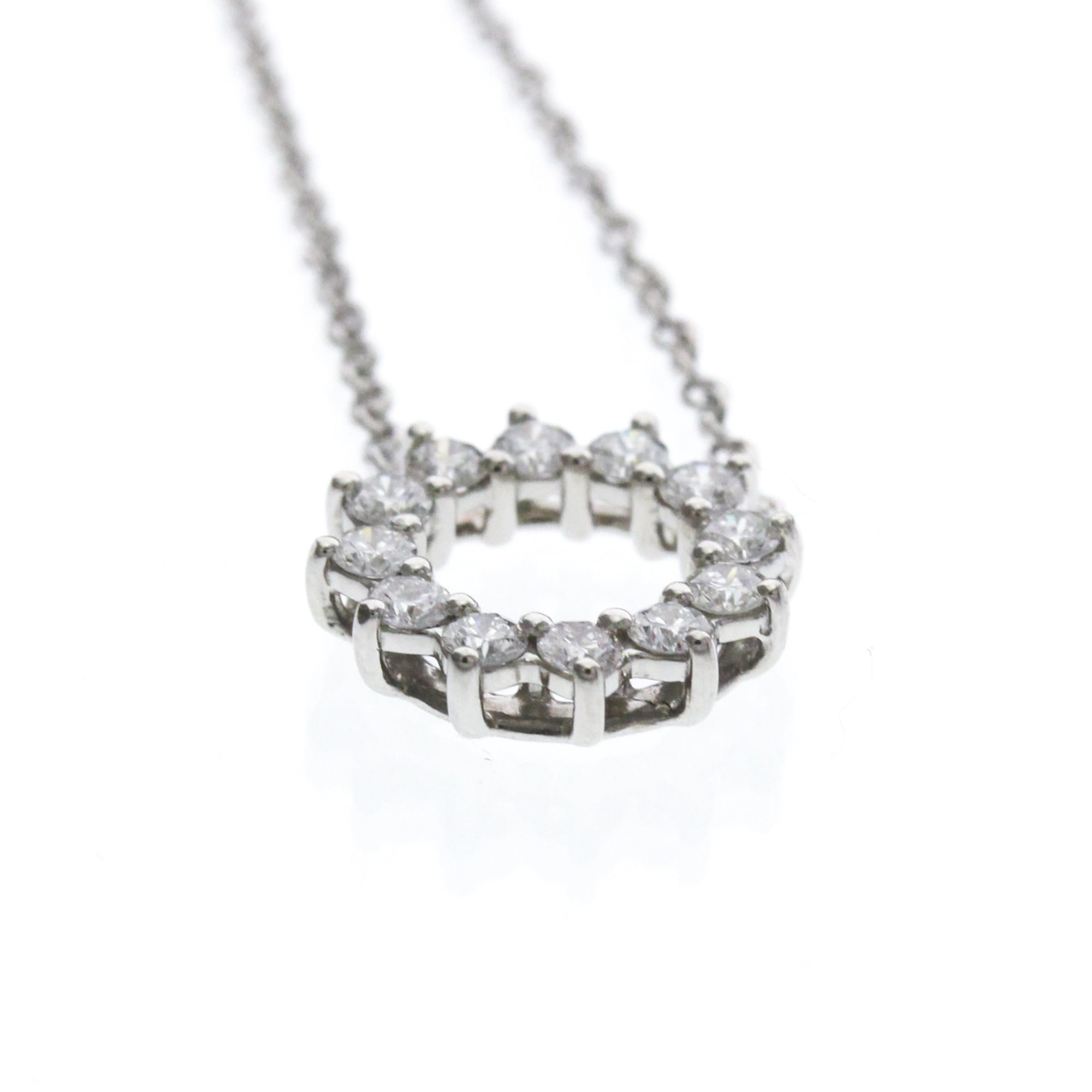 Tiffany & Co. Open Circle Pendant Platinum With Diamonds Silver Platinum Necklace Jewelry (Pre-Owned)