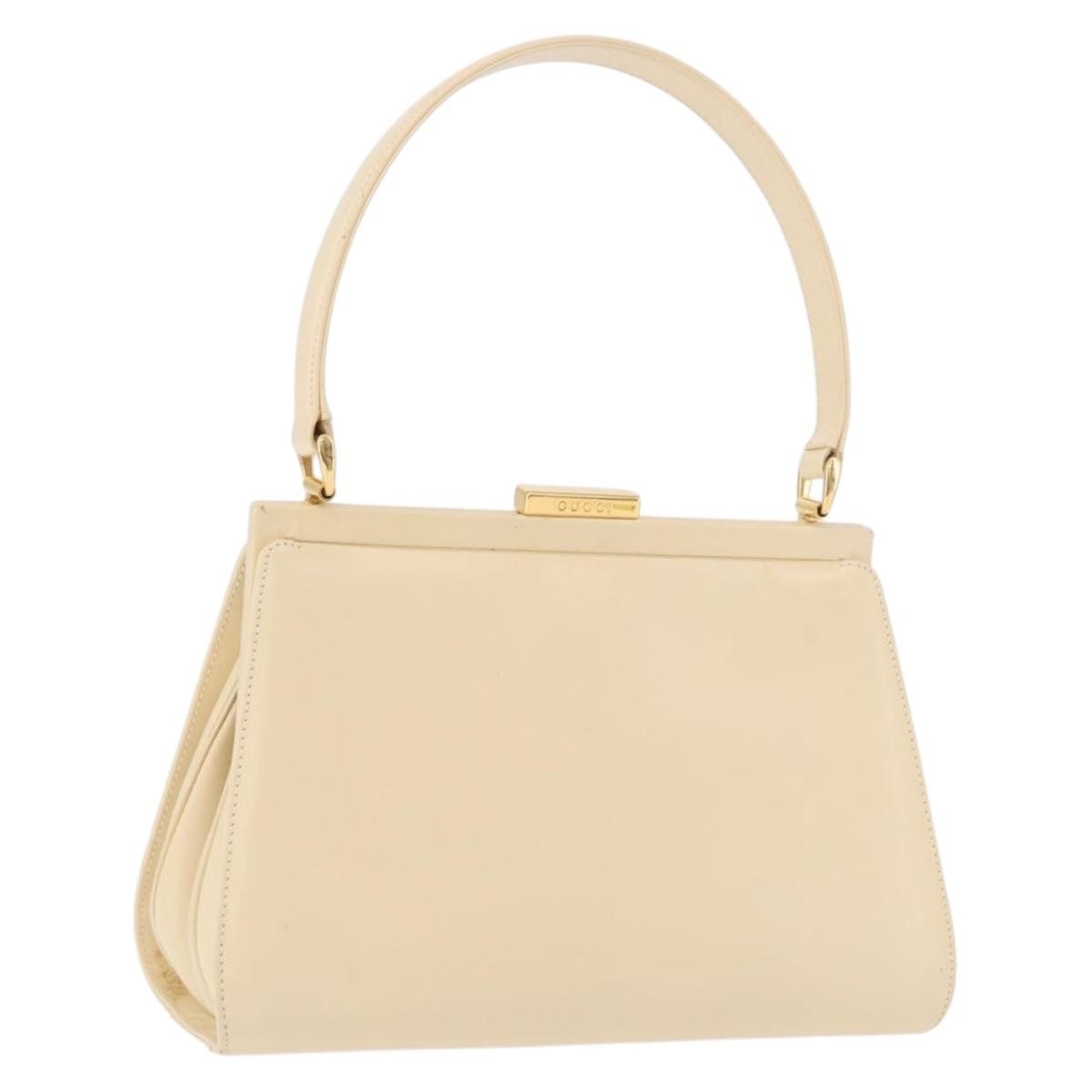 Gucci Vintage Convertible Box Leather Beige Patent_Leather Handbag (Pre-Owned)