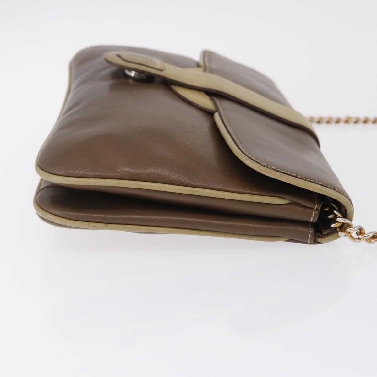 Celine Flap Shoulder Leather Brown Leather Shoulder Bag Bag (Pre-Owned)