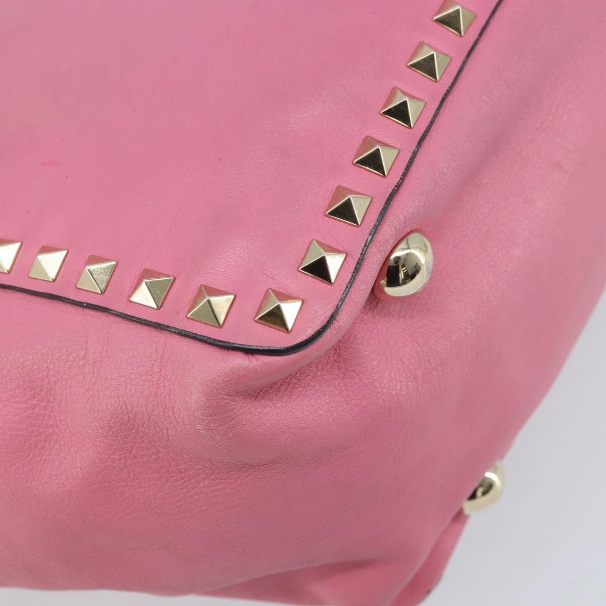 Valentino Garavani Rockstud Tote Soft Leather Pink Leather Tote Bag Bag (Pre-Owned)