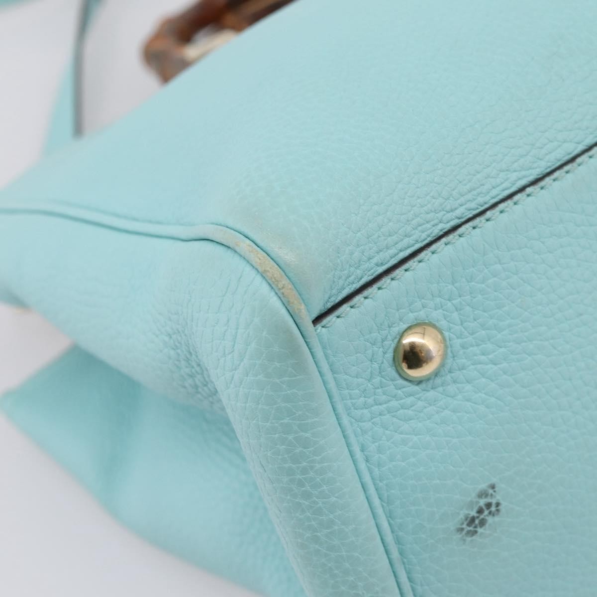 Gucci Bamboo Shopper Leather Blue Leather Tote Bag Bag (Pre-Owned)