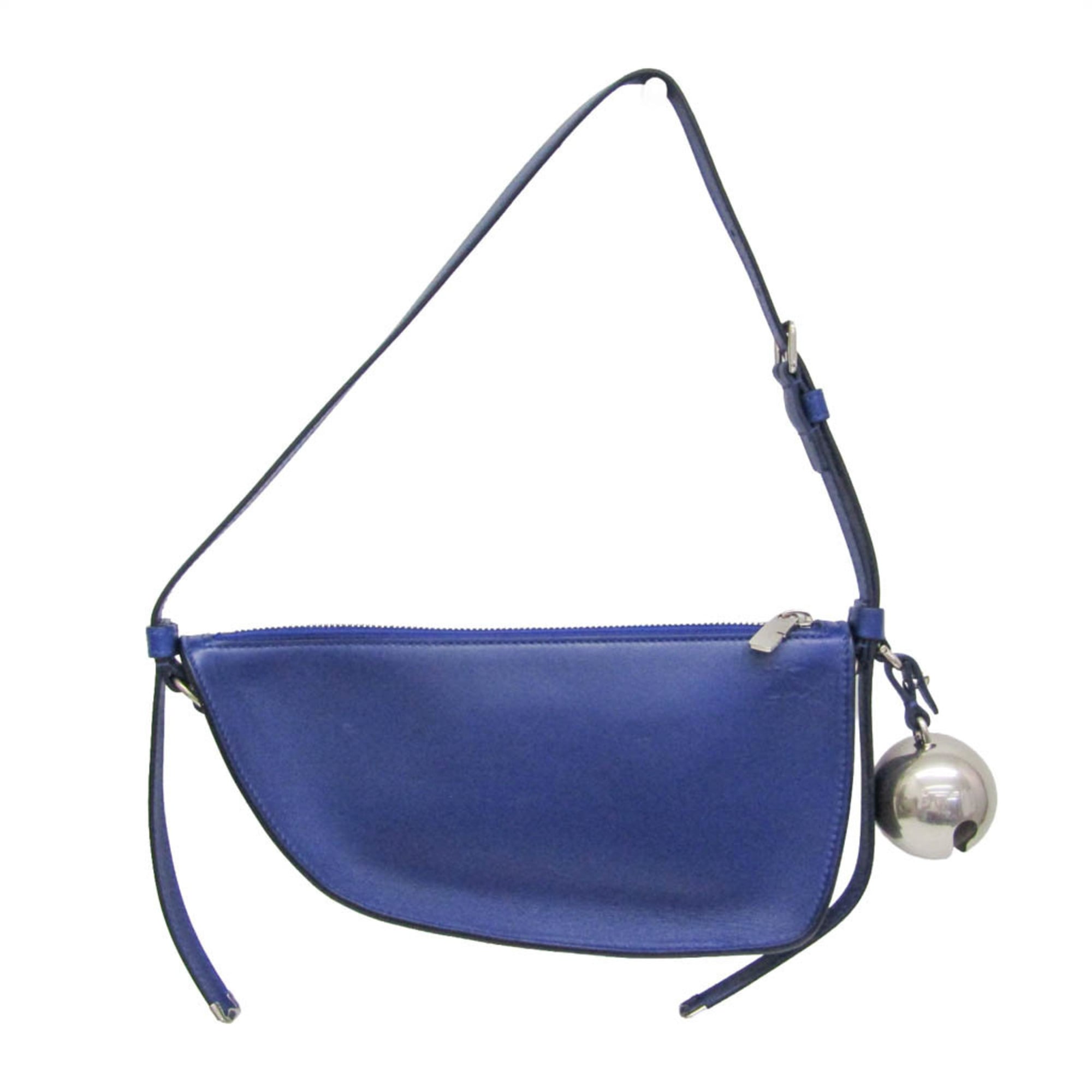 Burberry Shield Sling Leather Blue Leather Shoulder Bag Bag (Pre-Owned)