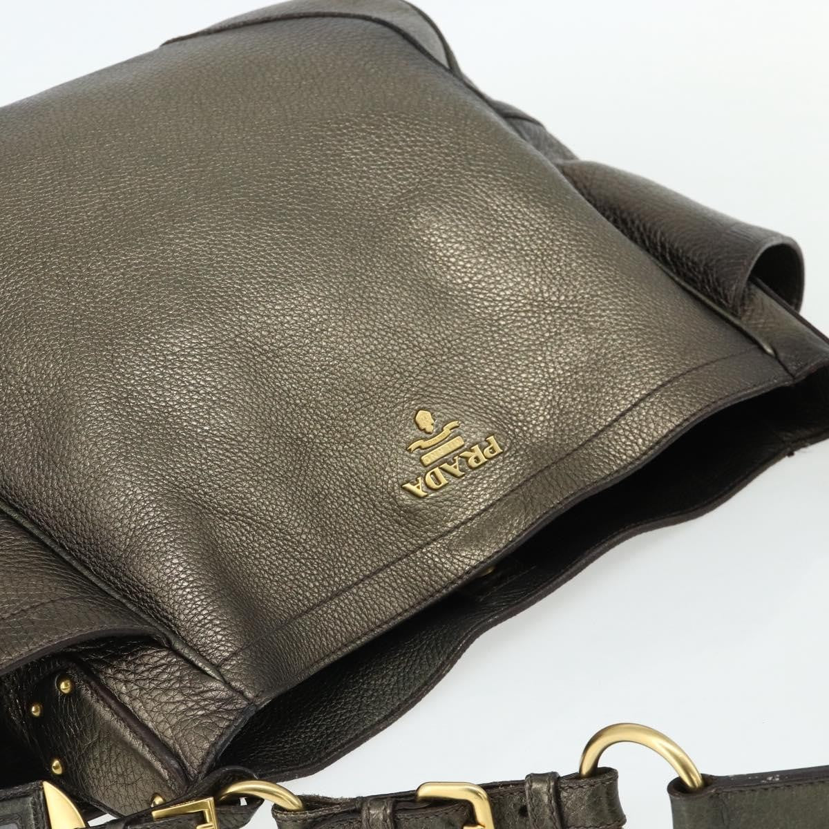 Prada Side Pocket Hobo Vitello Daino Gold Leather Shoulder Bag Bag (Pre-Owned)