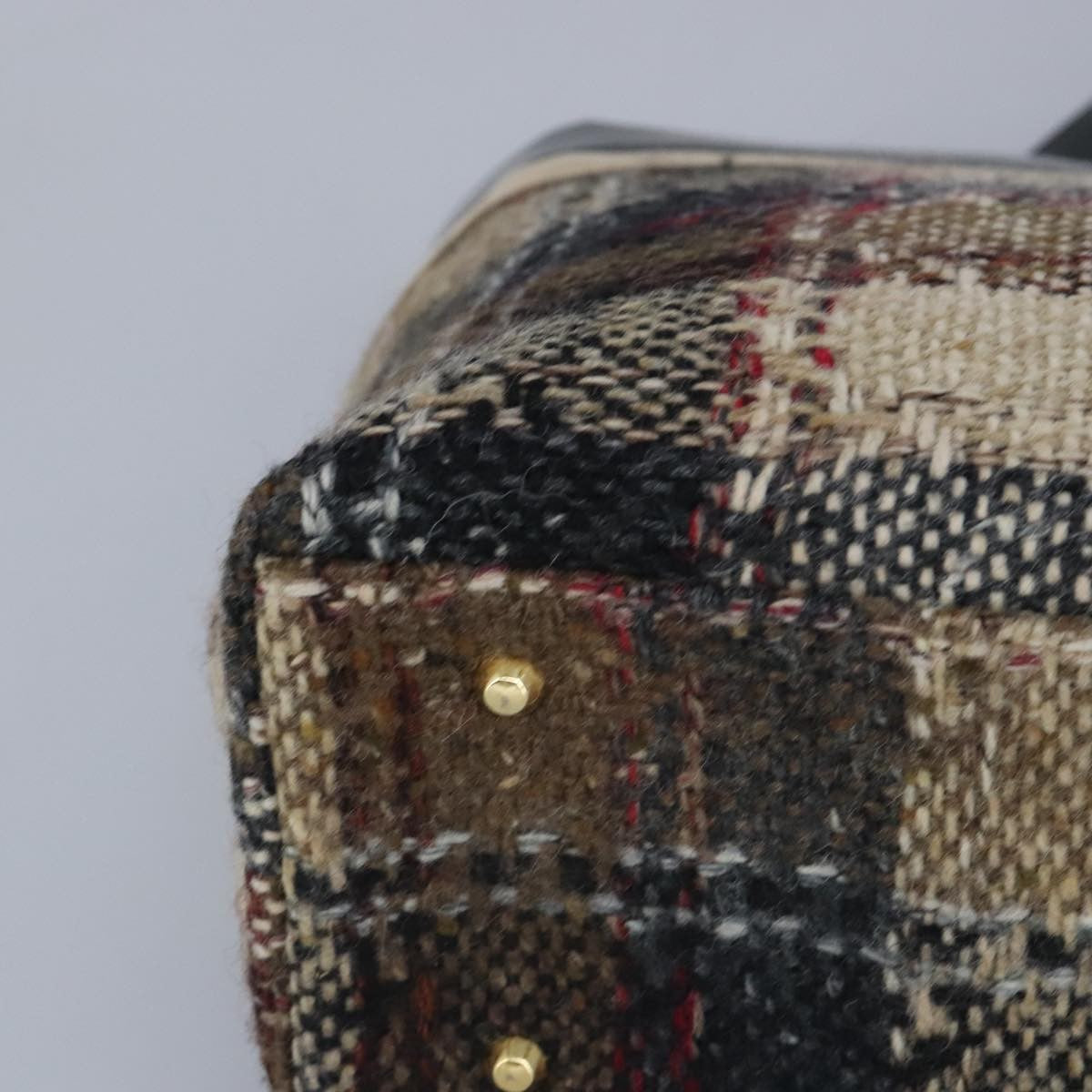 Burberry Nova Check Wool Beige Wool Handbag (Pre-Owned)