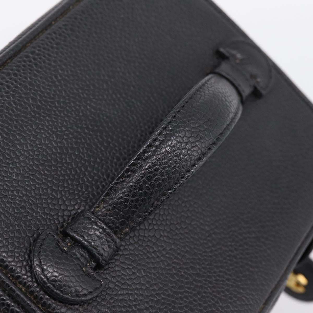 Chanel Vintage Timeless Cosmetic Case Caviar Black Leather Handbag (Pre-Owned)