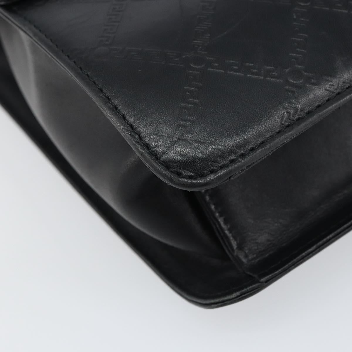 Versace Vintage Leather Black Leather Handbag (Pre-Owned)