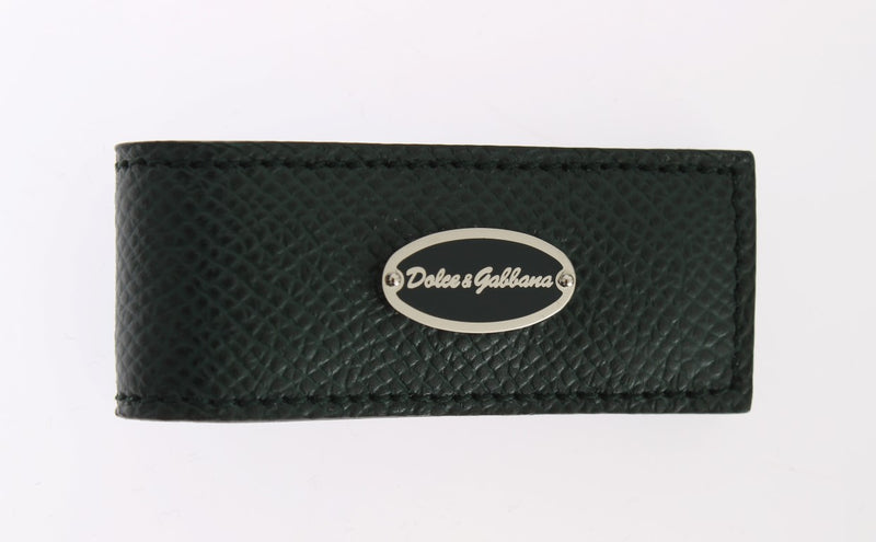 Dolce & Gabbana Green Leather Magnet Money Men's Clip