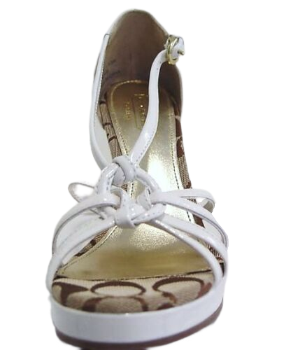 Coach Joslin White Metallic Wedge Sandals