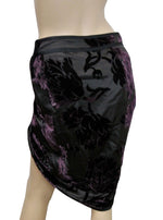 Gucci Women's Velvet Flowers Purple Silk Viscose Satin Gathered Wrap Skirt 300624