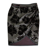Gucci Women's Velvet Flowers Purple Silk Viscose Satin Gathered Wrap Skirt 300624
