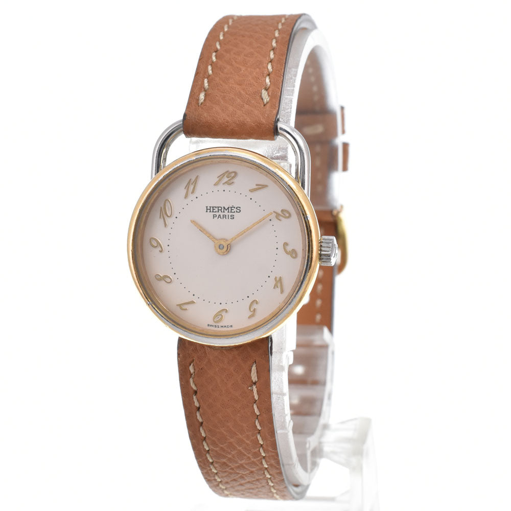 Hermes Arceau Quartz Stainless Steel And Leather Watch (Pre-Owned)