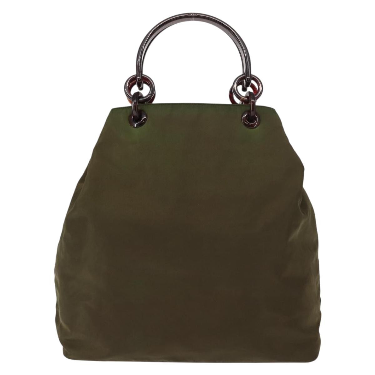 Prada Resin Handle Tote Tessuto Khaki Nylon Tote Bag Bag (Pre-Owned)