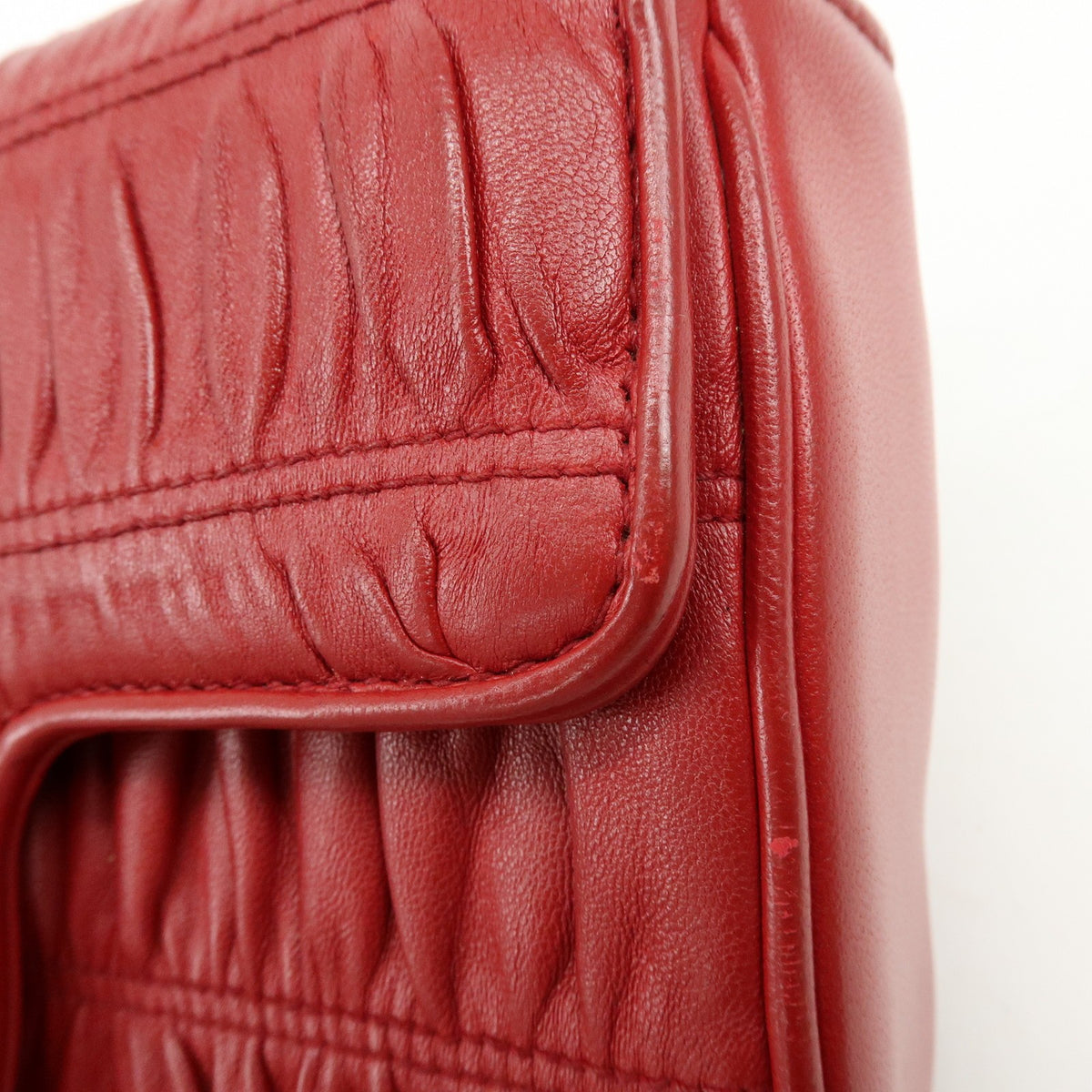 Prada Chain Flap Nappa Gaufre Red Leather Shoulder Bag Bag (Pre-Owned)