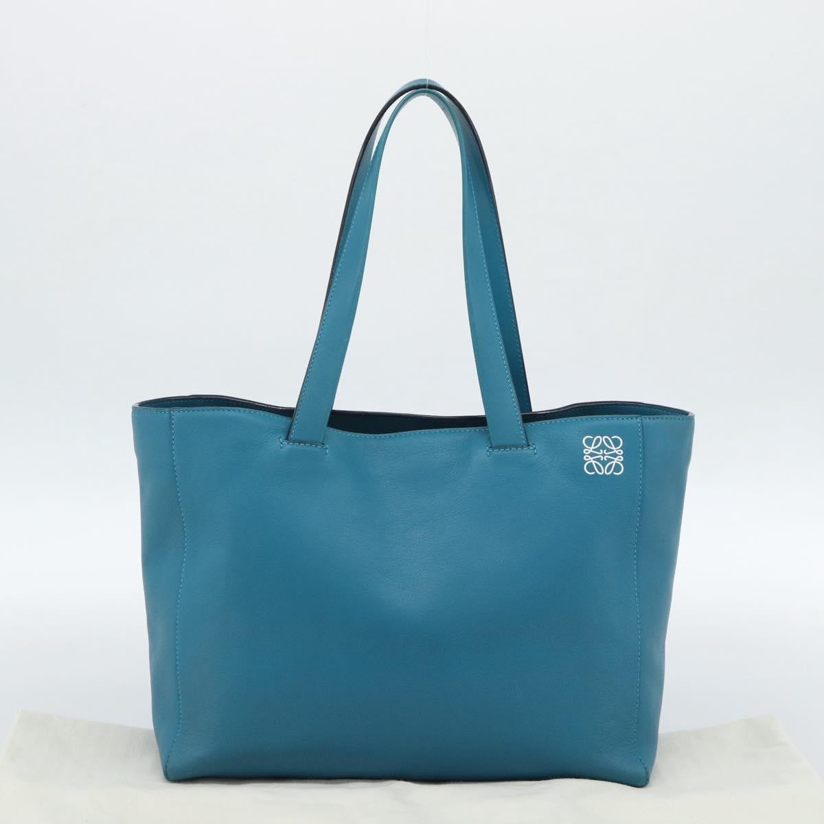 Loewe Anagram Leather Blue Leather Tote Bag Bag (Pre-Owned)