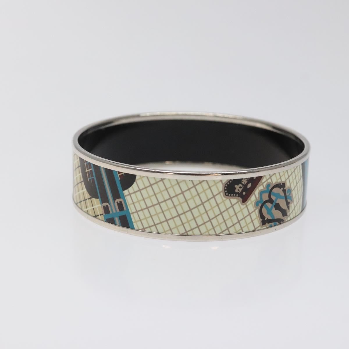 Hermes Caleche Bangle Enamel Blue Metal Bracelet Jewelry (Pre-Owned)