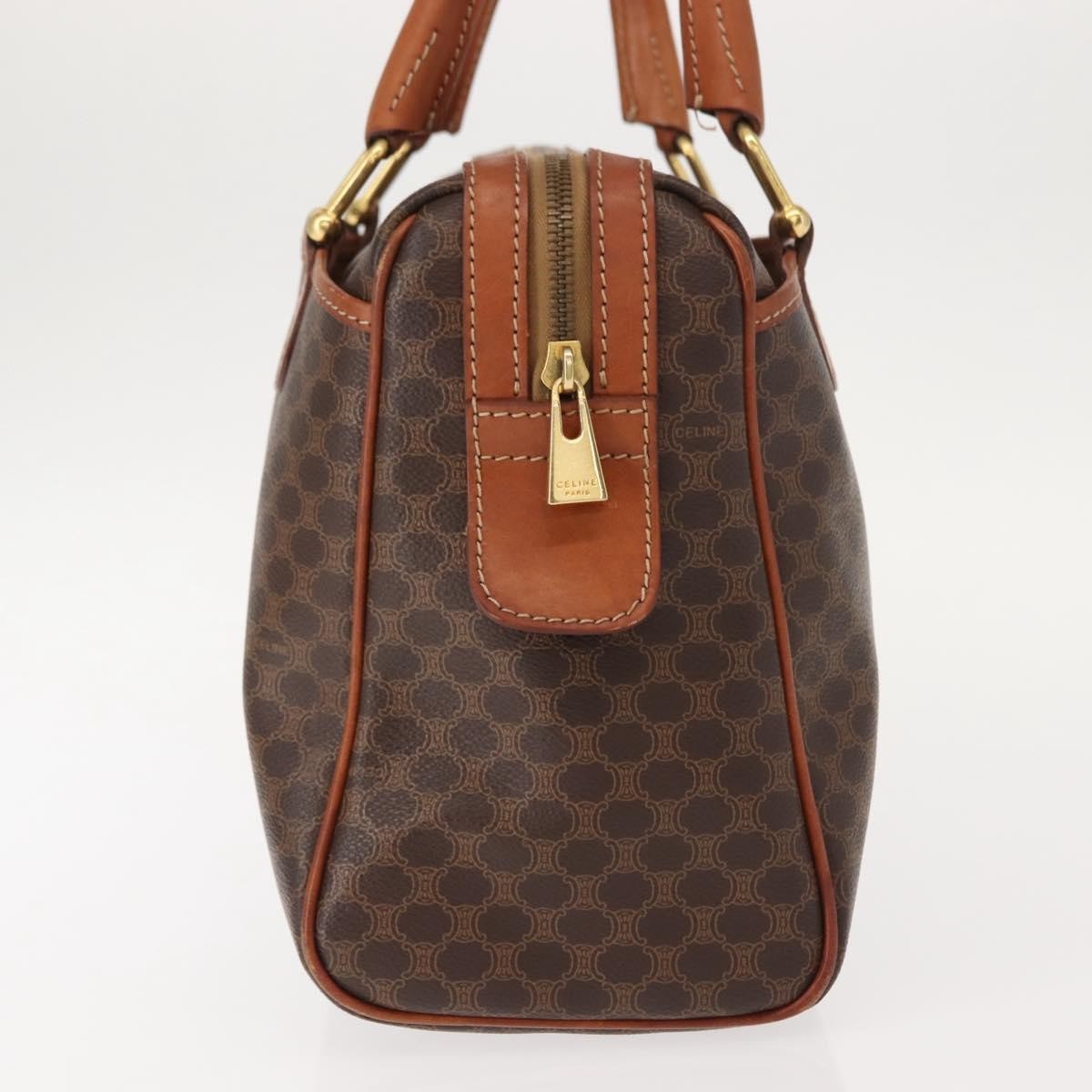 Celine Vintage Macadam Canvas And Leather Brown Canvas Handbag (Pre-Owned)