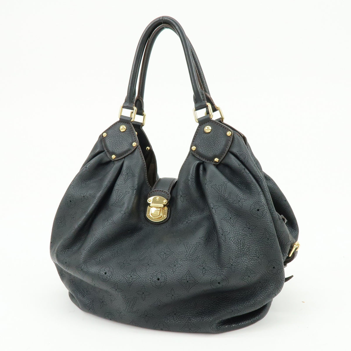 Louis Vuitton L Hobo Mahina Leather Black Leather Shoulder Bag Bag (Pre-Owned)