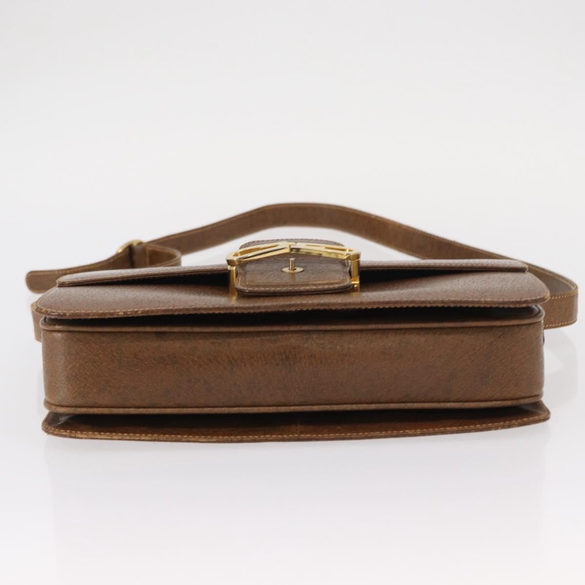 Gucci Vintage Flap Leather Brown Leather Shoulder Bag Bag (Pre-Owned)