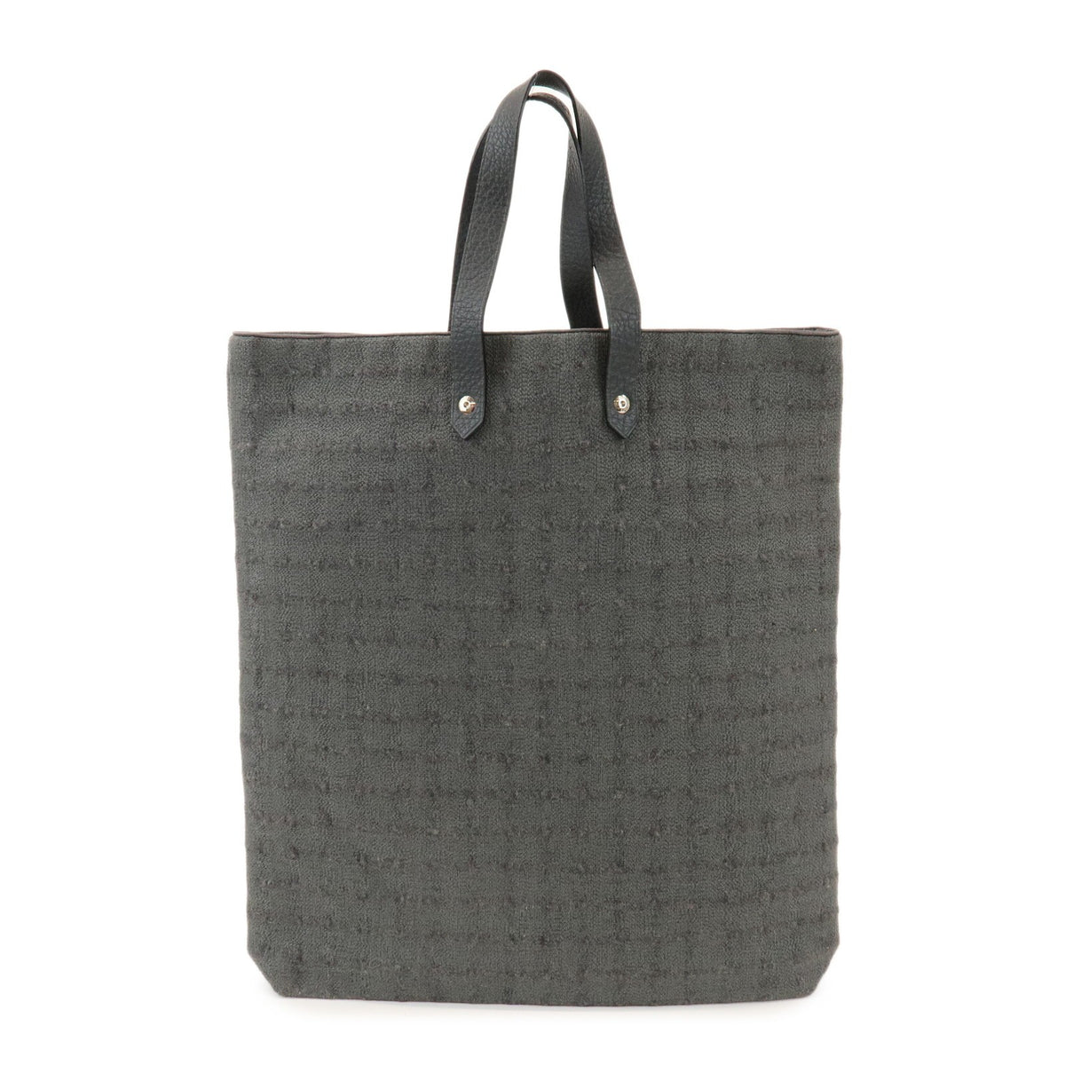 Hermes Ahmedabad Woven Leather And Canvas Gray Canvas Tote Bag Bag (Pre-Owned)