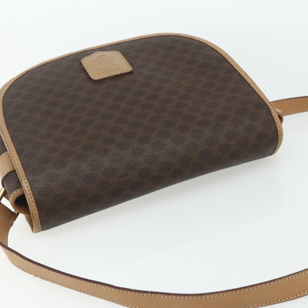 Celine Vintage Macadam Canvas And Leather Brown Canvas Shoulder Bag Bag (Pre-Owned)