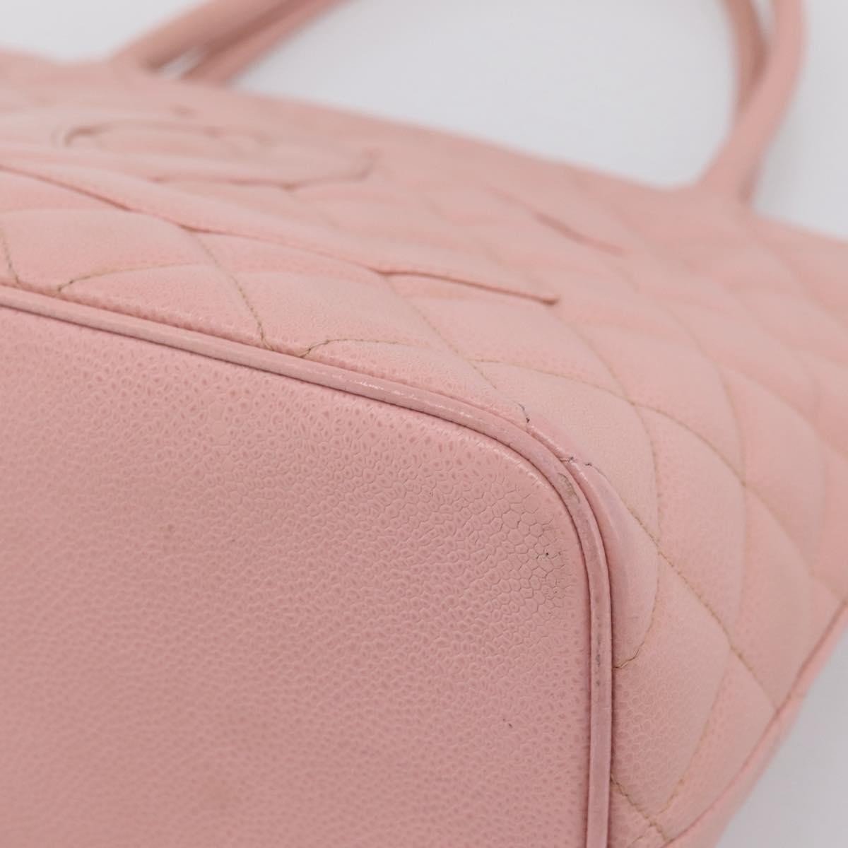 Chanel Medallion Quilted Caviar Pink Leather Tote Bag Bag (Pre-Owned)
