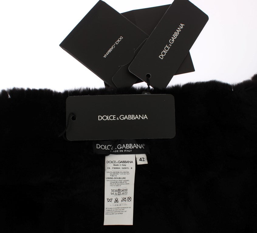 Dolce & Gabbana Silver Sequined Floral Weasel Fur Shoulder Scarf Women's Wrap