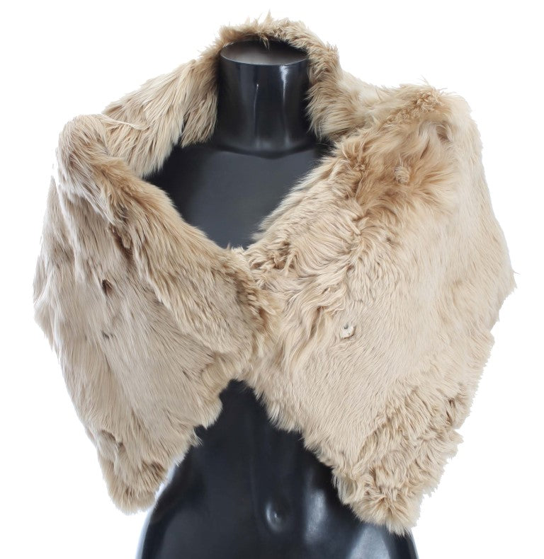 Dolce & Gabbana Elegant Alpaca Fur Shoulder Wrap in Women's Beige